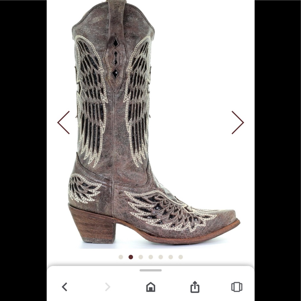 Corral Black Sequin Inlay Cross & Wing Snip toe